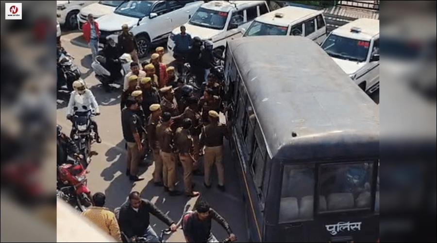 LU में लाल बारादरी मामले में छात्र संगठनों का विरोध प्रदर्शन, परिवर्तन चौक पर पुलिस के साथ नोकझोंक, डीएम आवास की तरफ किया कूच