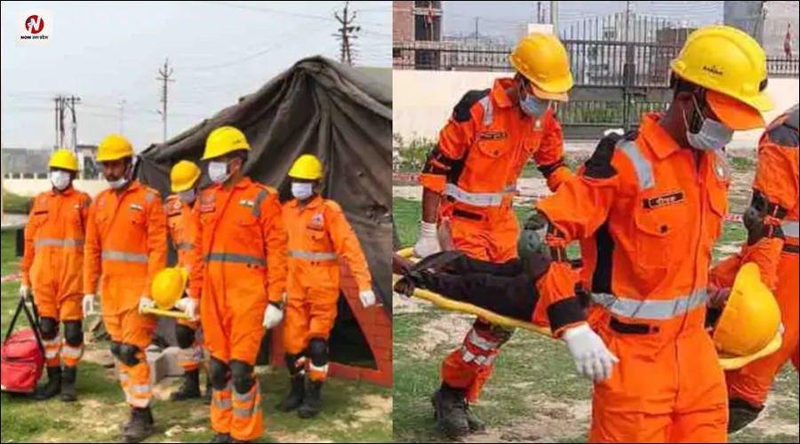 गोरखपुर के अंबेडकर पार्क में आग और भवन टूटने की सूचना मिली, एनडीआरएफ और नागरिक सुरक्षा की टीमें मौके पर पहुँची, बाद में निकली मॉक ड्रिल
